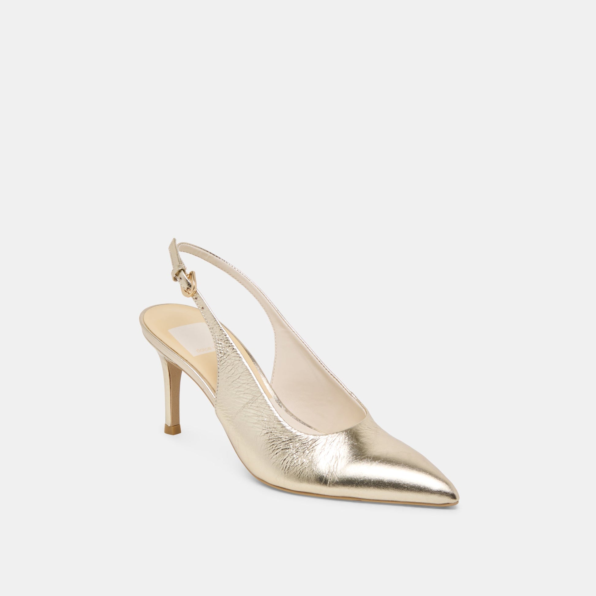 ELASI HEELS LIGHT GOLD CRINKLE PATENT - Dolce Vita