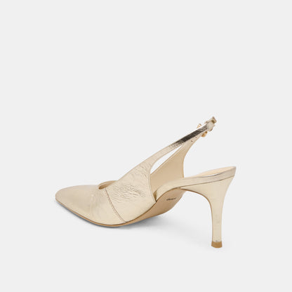 ELASI HEELS LIGHT GOLD CRINKLE PATENT - Dolce Vita