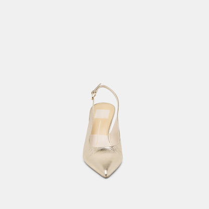 ELASI HEELS LIGHT GOLD CRINKLE PATENT - Dolce Vita