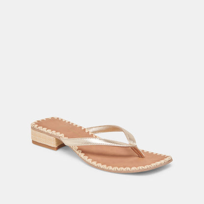 BARTY SANDALS GOLD METALLIC LEATHER - Dolce Vita
