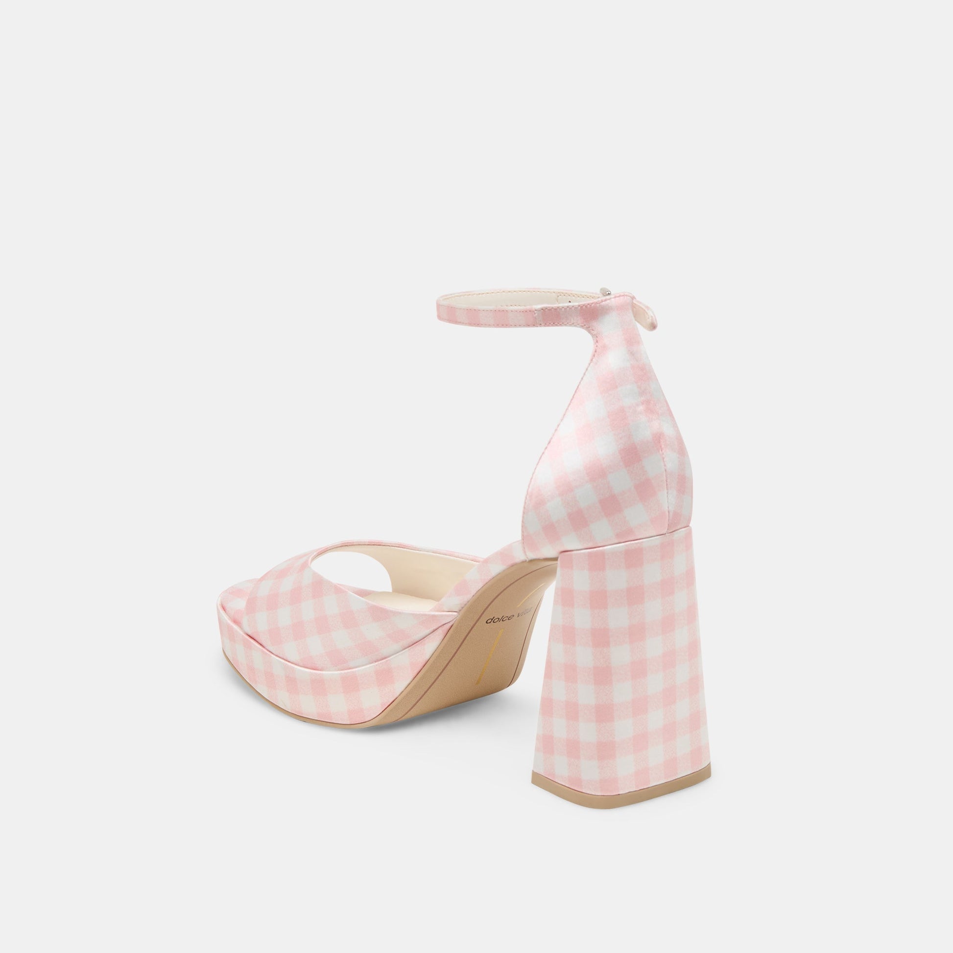 Pandro X Byrdie Golf Pink Plaid Gingham Wide Heels - Dolce Vita