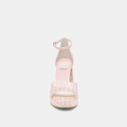 Pandro X Byrdie Golf Pink Plaid Gingham Wide Heels - Dolce Vita