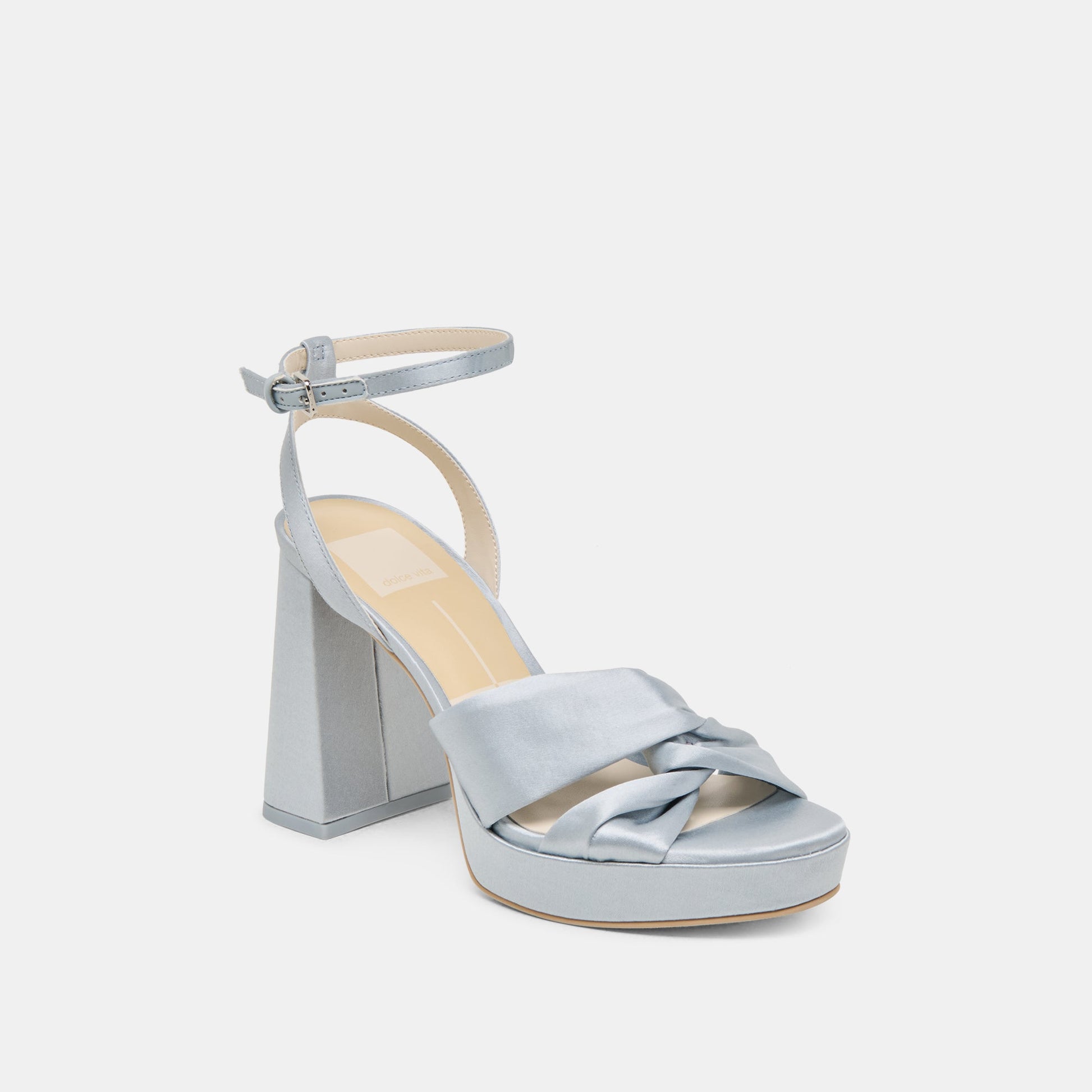 PARLO HEELS LIGHT BLUE SATIN - Dolce Vita