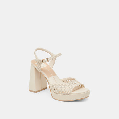 PEYTEN WIDE HEELS CREME WOVEN STELLA - Dolce Vita