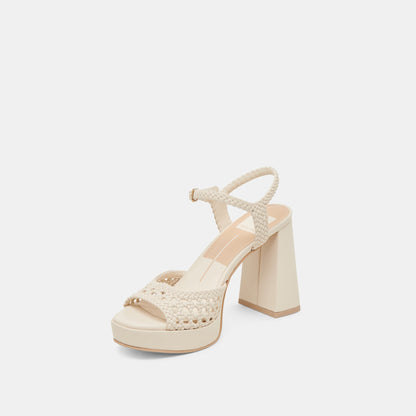 PEYTEN WIDE HEELS CREME WOVEN STELLA - Dolce Vita