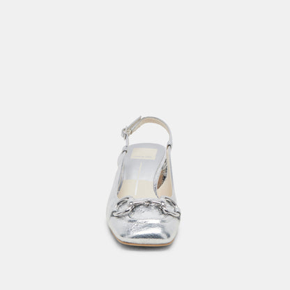 MELLI HEELS SILVER DISTRESSED LEATHER - Dolce Vita