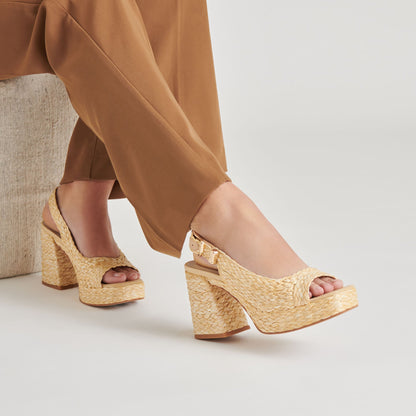 FLORES HEELS NATURAL RAFFIA - Dolce Vita