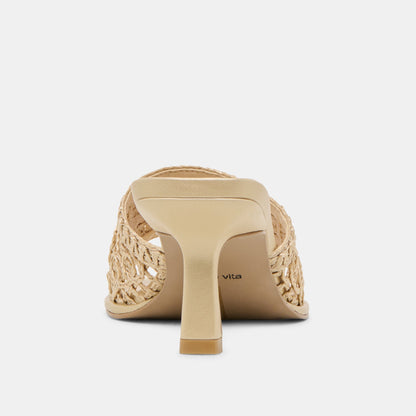 MAYLAH HEELS LIGHT GOLD MACRAME - Dolce Vita