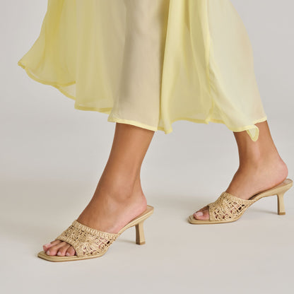 MAYLAH HEELS LIGHT GOLD MACRAME - Dolce Vita