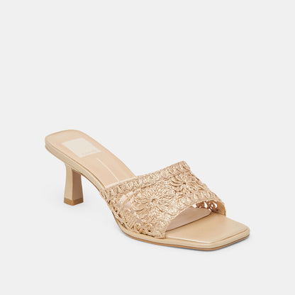 MAYLAH HEELS LIGHT GOLD MACRAME - Dolce Vita
