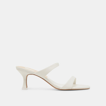 Genora Wide White Leather Heels - Dolce Vita