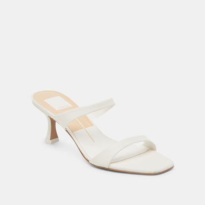 Genora Wide White Leather Heels - Dolce Vita
