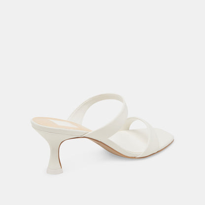 Genora Wide White Leather Heels - Dolce Vita