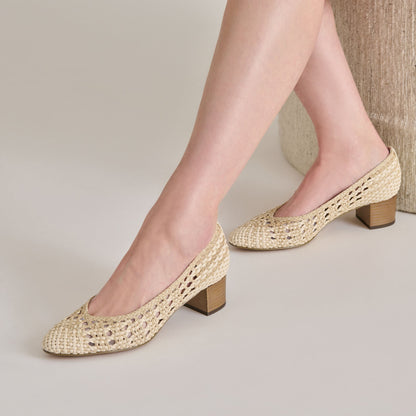 Lula Ivory Multi Woven Raffia Heels - Dolce Vita