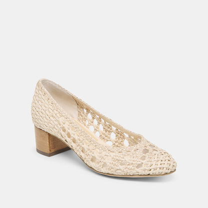 Lula Ivory Multi Woven Raffia Heels - Dolce Vita