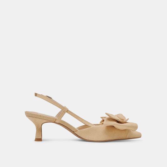 ODELA BOW HEELS NATURAL WOVEN RAFFIA - Dolce Vita