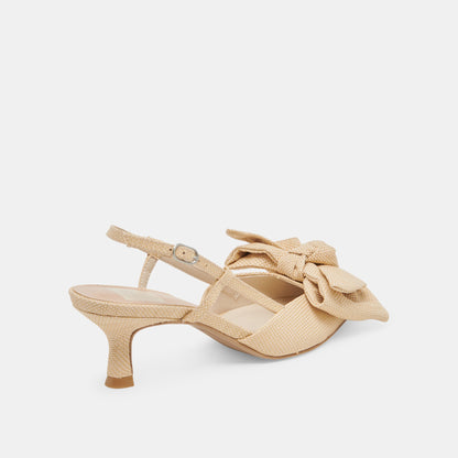 ODELA BOW HEELS NATURAL WOVEN RAFFIA - Dolce Vita