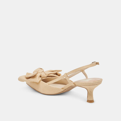 ODELA BOW HEELS NATURAL WOVEN RAFFIA - Dolce Vita