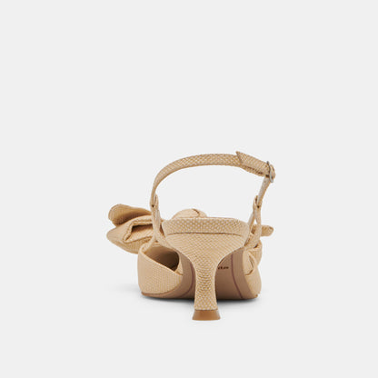ODELA BOW HEELS NATURAL WOVEN RAFFIA - Dolce Vita