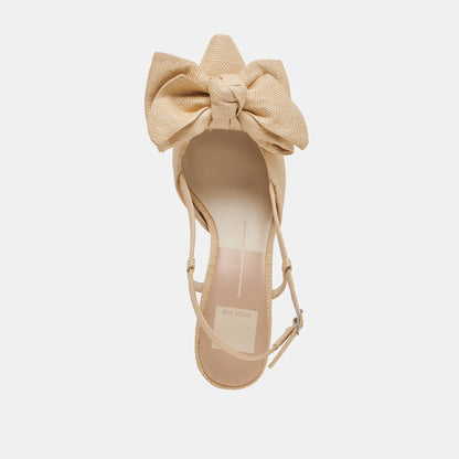 ODELA BOW HEELS NATURAL WOVEN RAFFIA - Dolce Vita