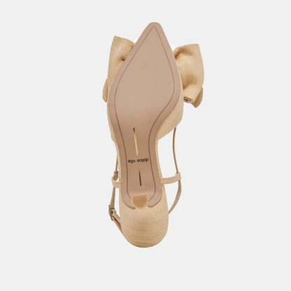 ODELA BOW HEELS NATURAL WOVEN RAFFIA - Dolce Vita