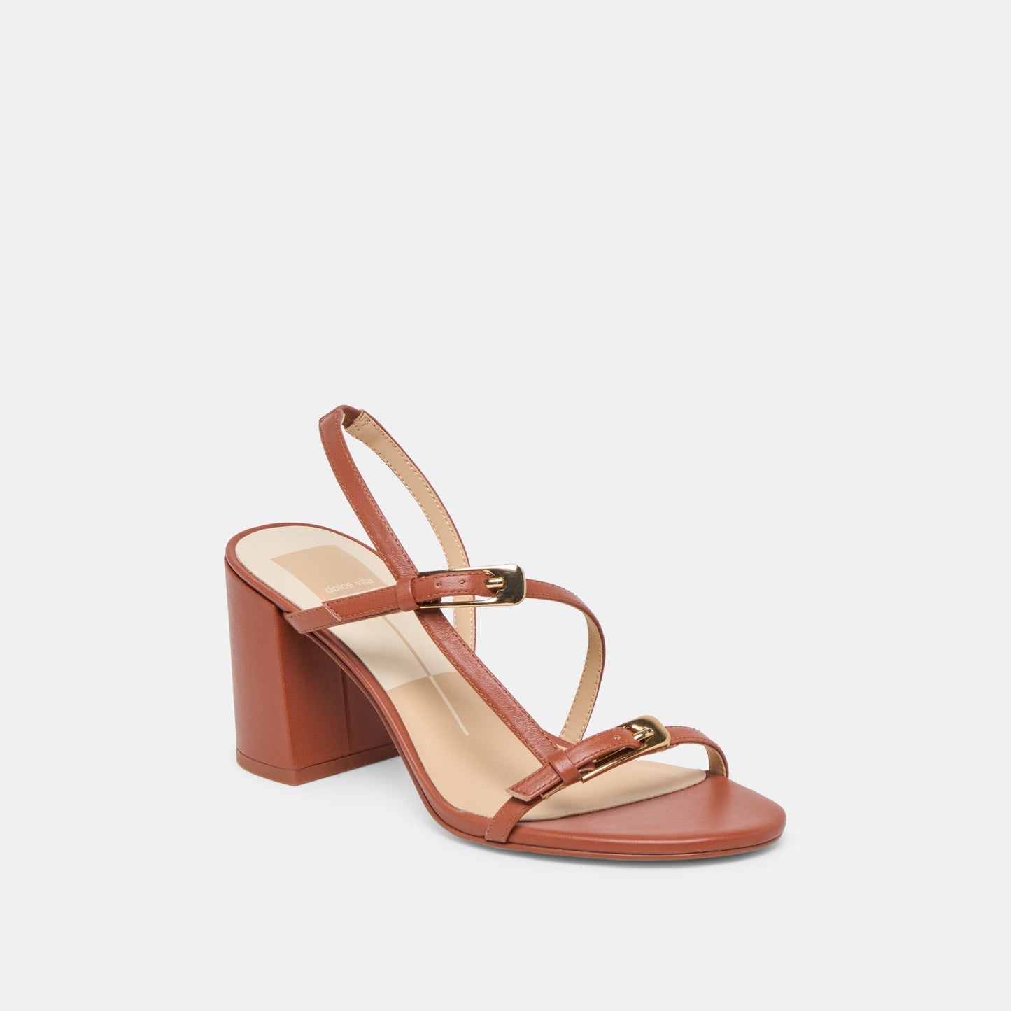 Faye Cognac Leather Heels - Dolce Vita