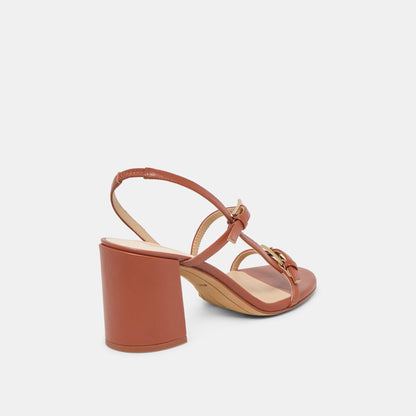 Faye Cognac Leather Heels - Dolce Vita
