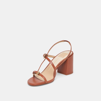 Faye Cognac Leather Heels - Dolce Vita
