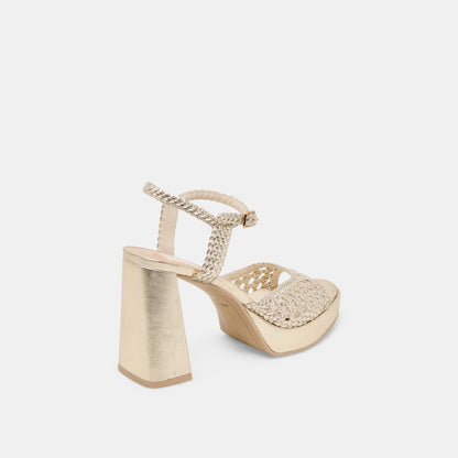 PEYTEN HEELS LIGHT GOLD WOVEN STELLA - Dolce Vita