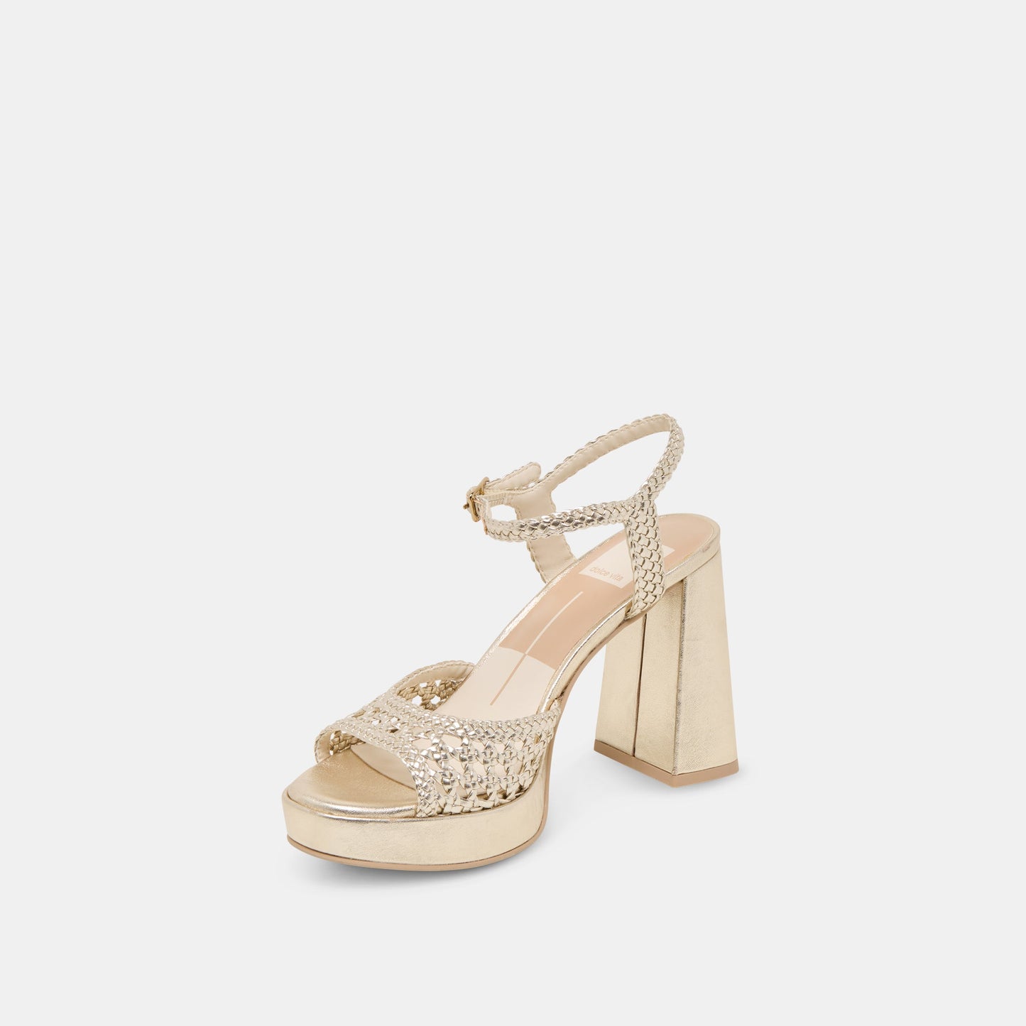 PEYTEN HEELS LIGHT GOLD WOVEN STELLA - Dolce Vita