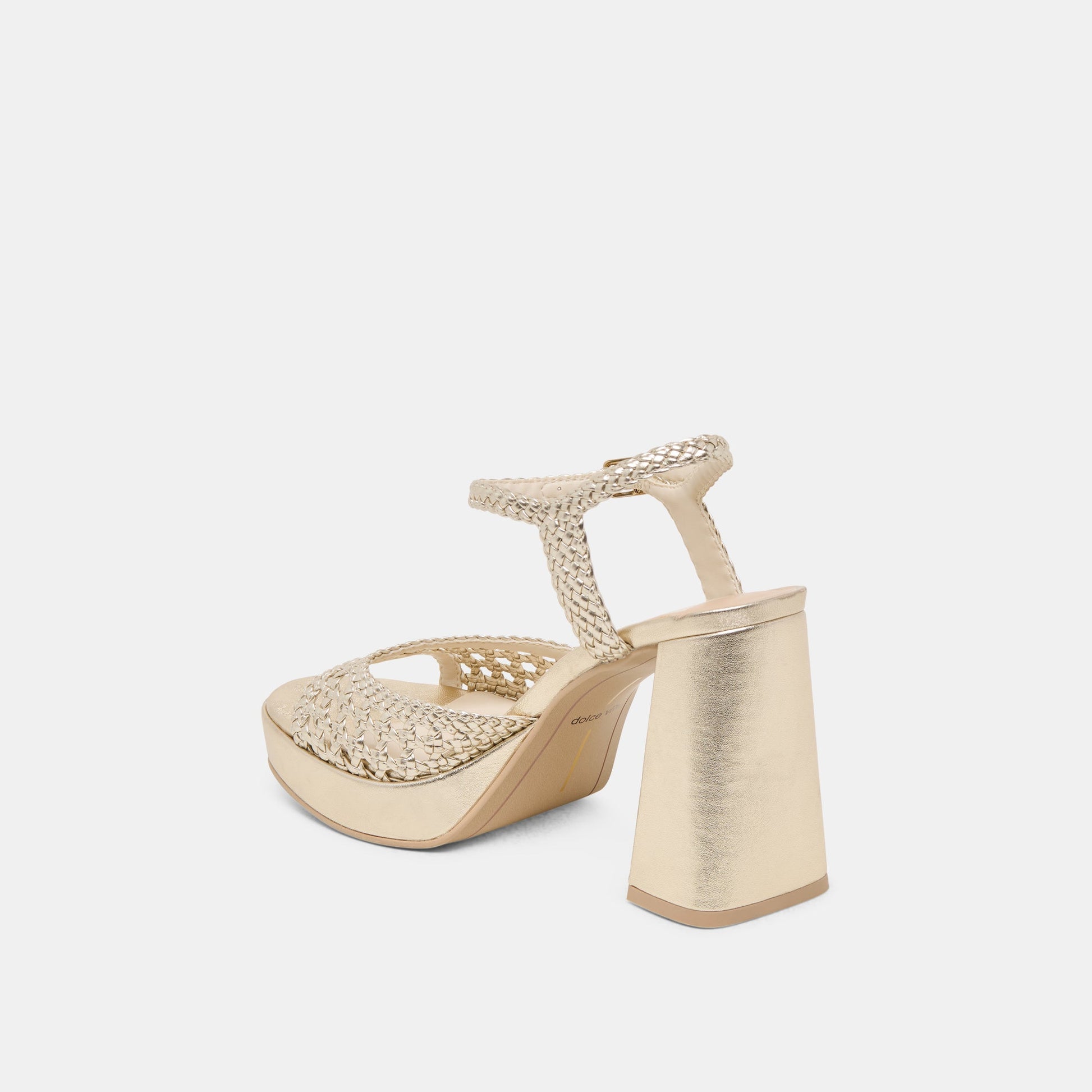 PEYTEN HEELS LIGHT GOLD WOVEN STELLA - Dolce Vita