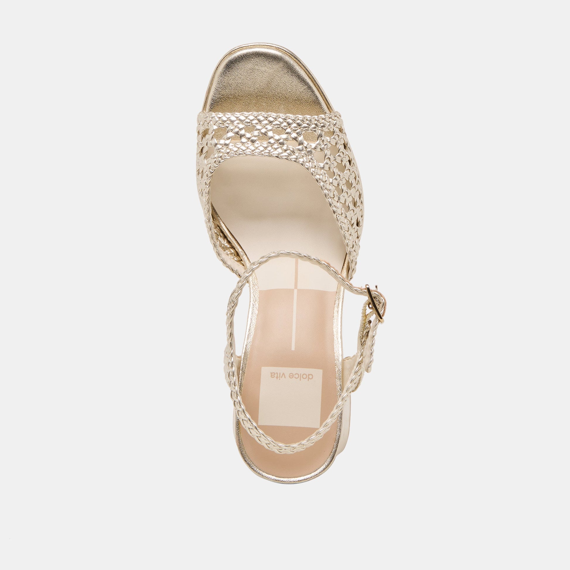 PEYTEN HEELS LIGHT GOLD WOVEN STELLA - Dolce Vita