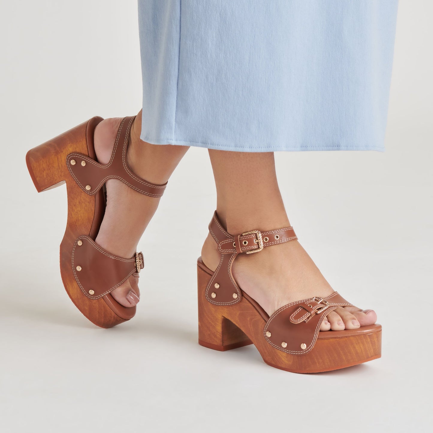 YANDY HEELS COGNAC LEATHER - Dolce Vita