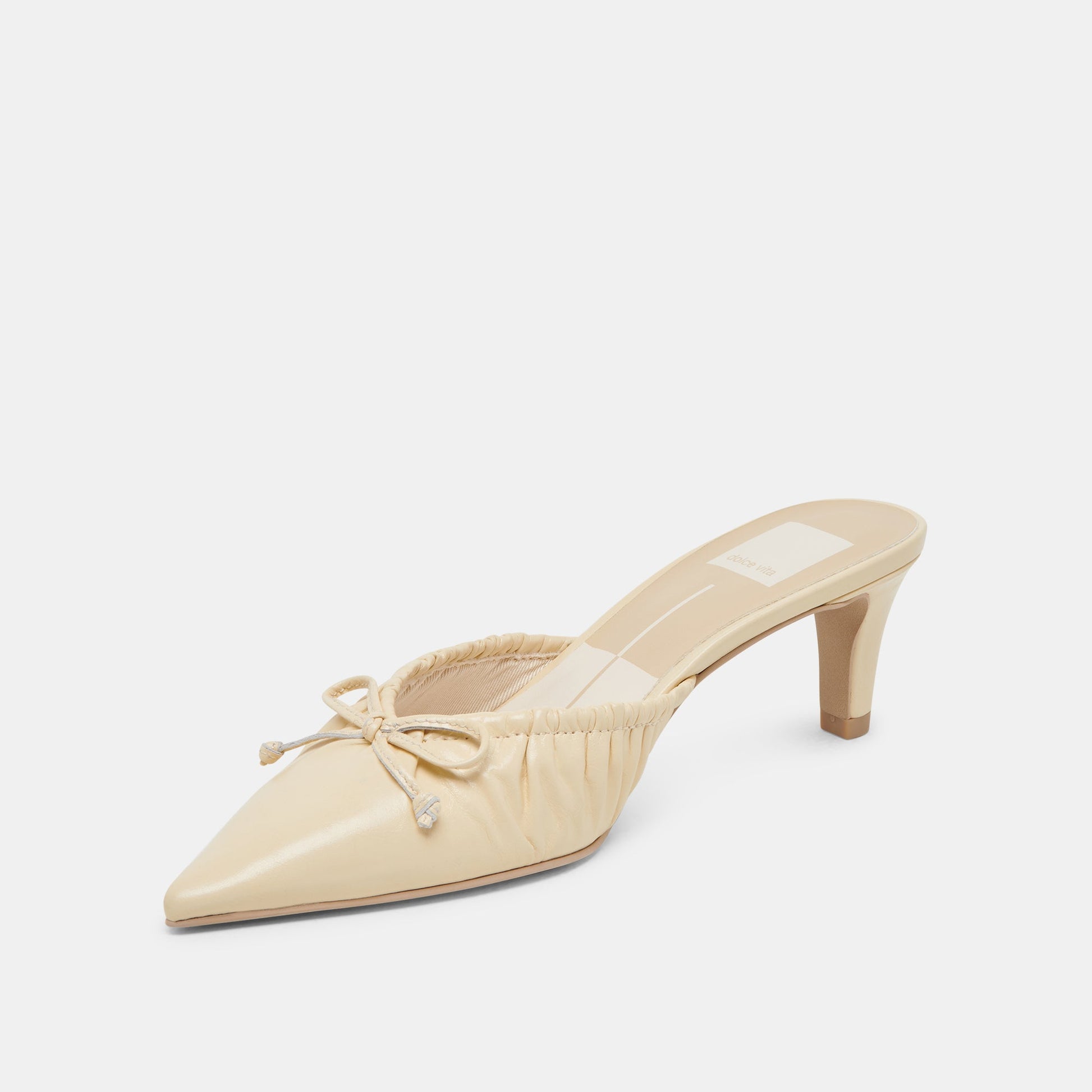 KAIRI MID HEELS LIGHT YELLOW CRINKLE PATENT - Dolce Vita