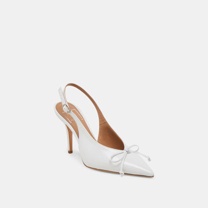 GEENA HEELS WHITE LEATHER - Dolce Vita