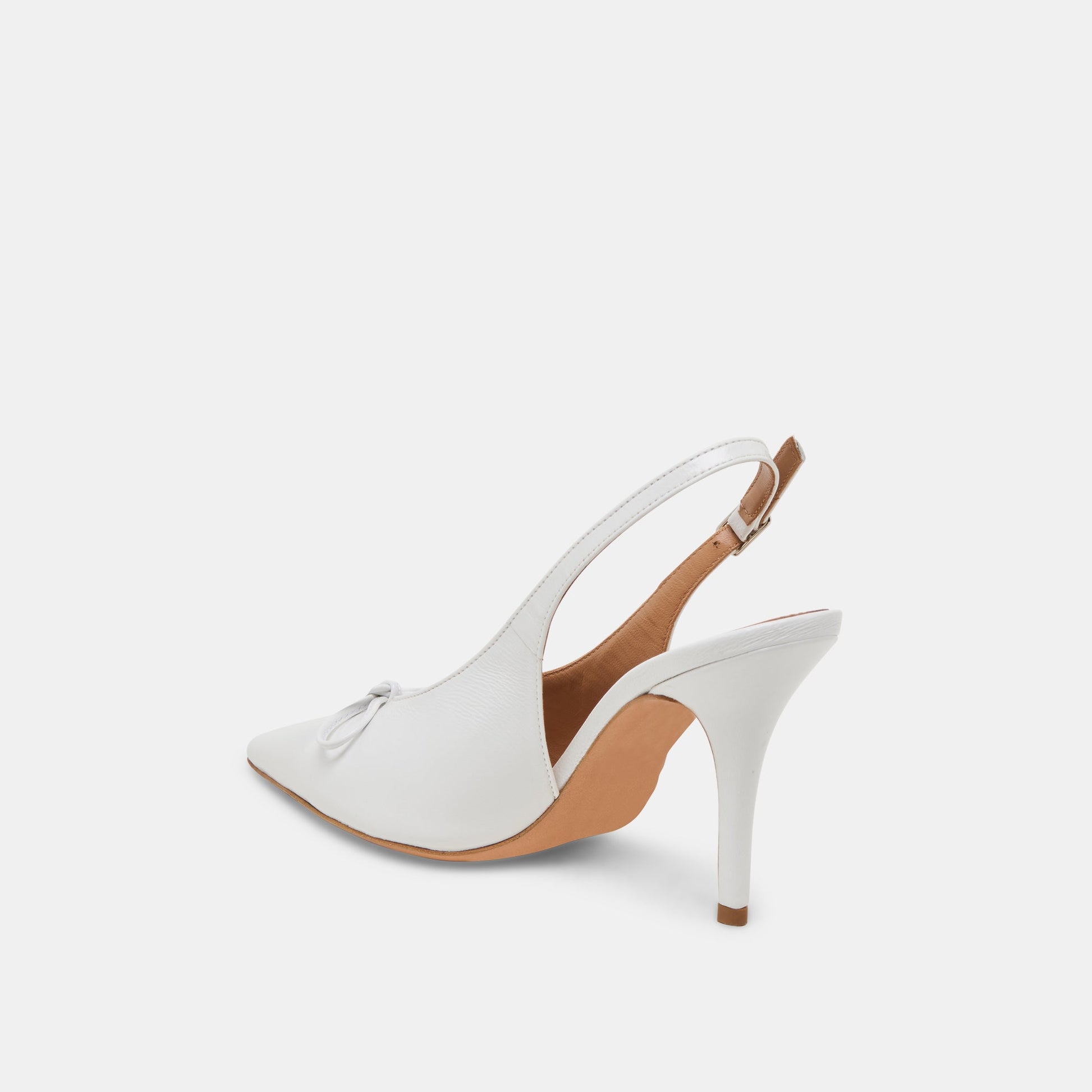 GEENA HEELS WHITE LEATHER - Dolce Vita