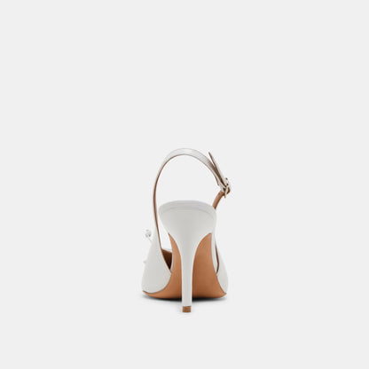GEENA HEELS WHITE LEATHER - Dolce Vita