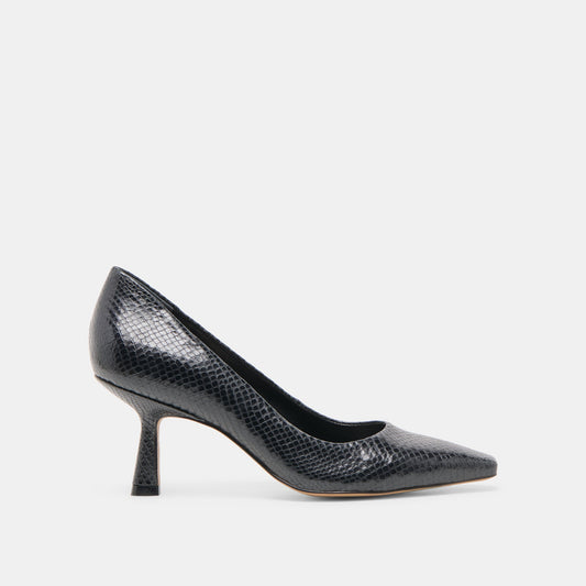 Briona Onyx Embossed Leather Heels - Dolce Vita
