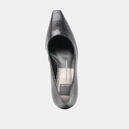 Briona Onyx Embossed Leather Heels - Dolce Vita