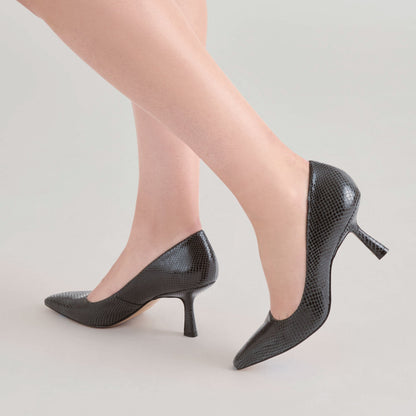 Briona Onyx Embossed Leather Heels - Dolce Vita