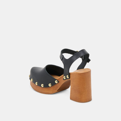 CLOVER HEELS BLACK LEATHER - Dolce Vita