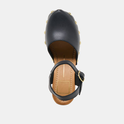 CLOVER HEELS BLACK LEATHER - Dolce Vita