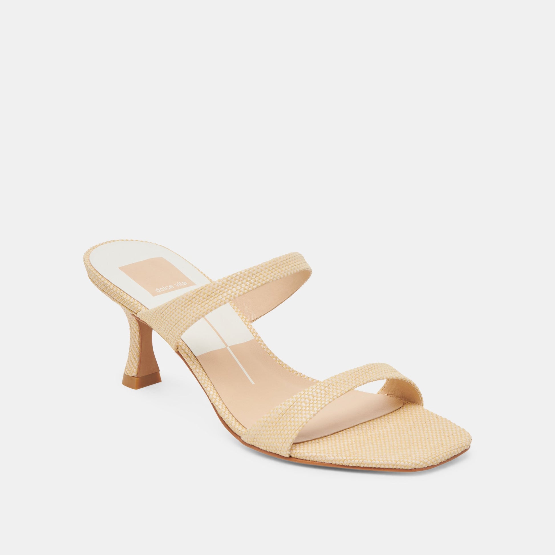 Genora Lt Natural Woven Raffia Heels - Dolce Vita