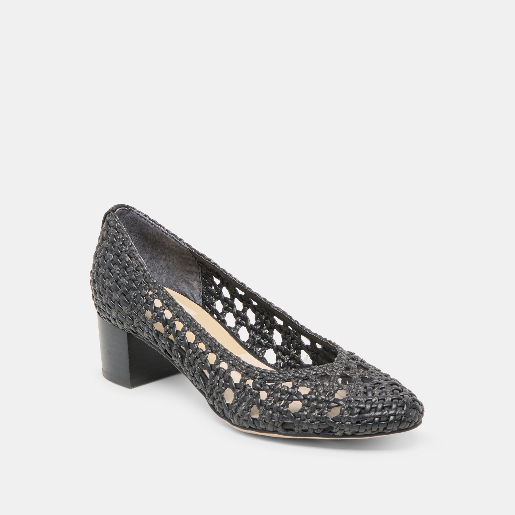 Lula Black Woven Raffia Heels - Dolce Vita