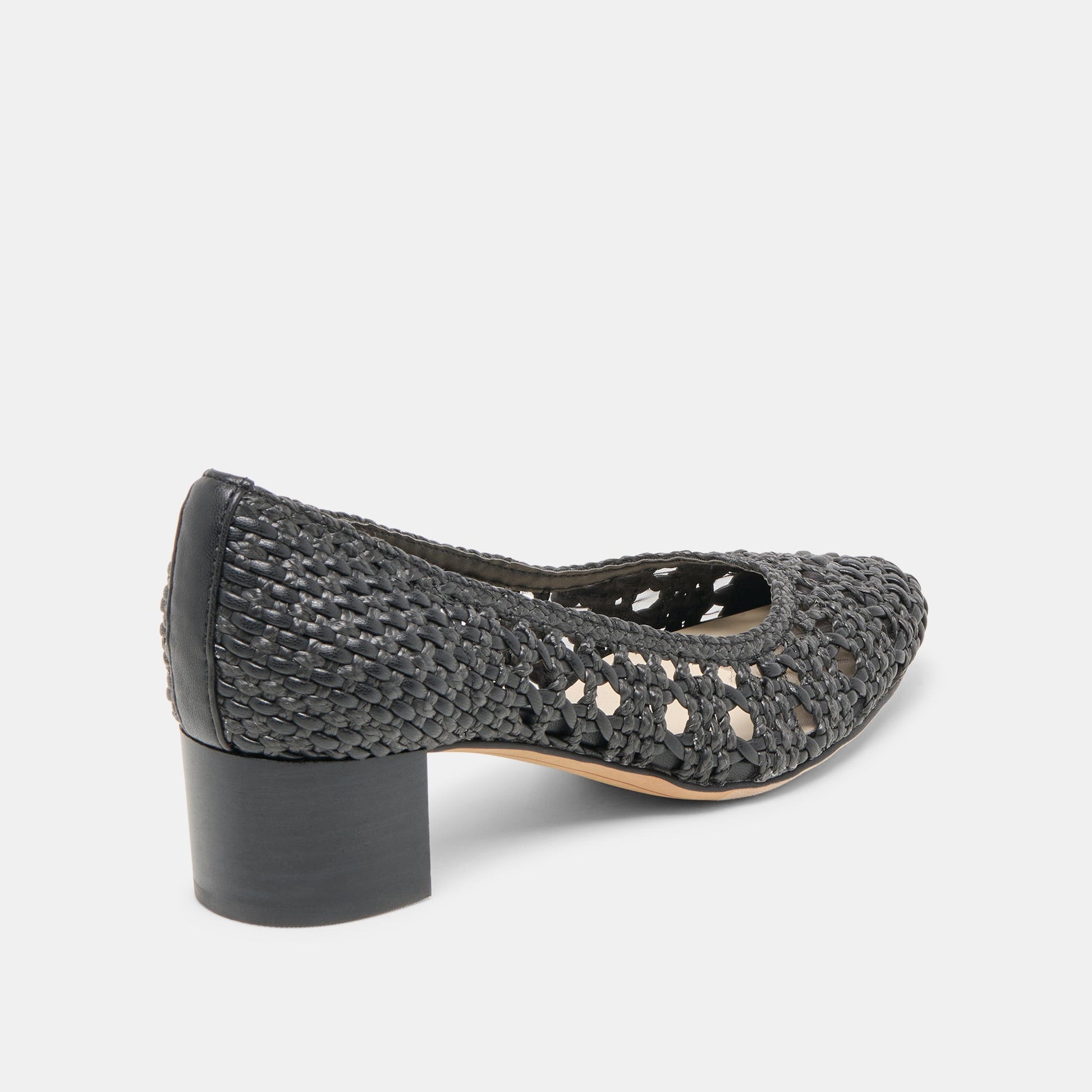 Lula Black Woven Raffia Heels - Dolce Vita