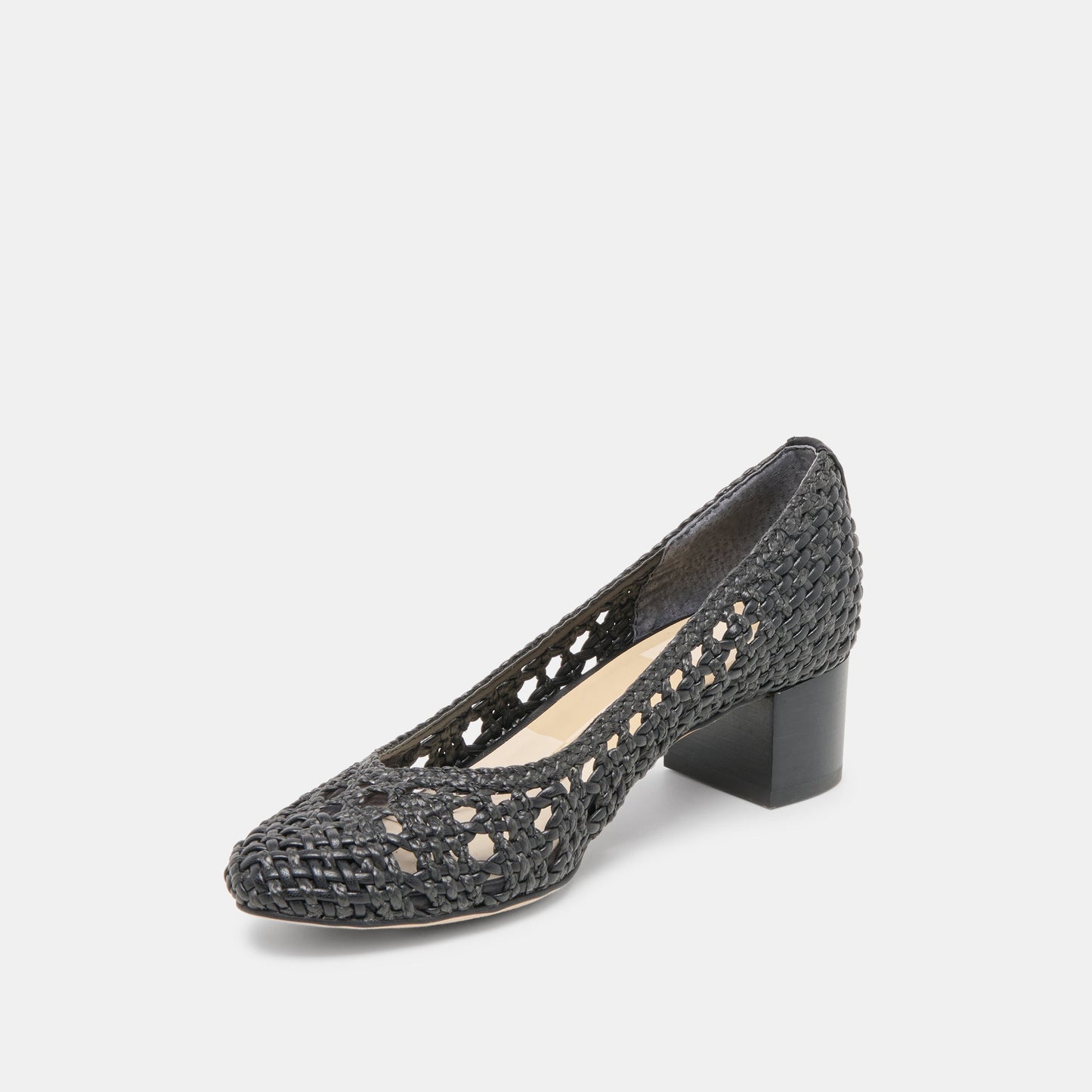 Lula Black Woven Raffia Heels - Dolce Vita