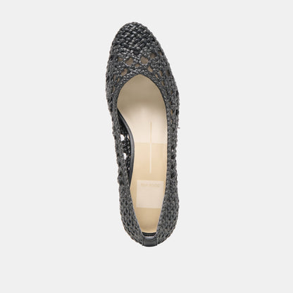 Lula Black Woven Raffia Heels - Dolce Vita