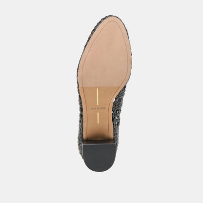 Lula Black Woven Raffia Heels - Dolce Vita