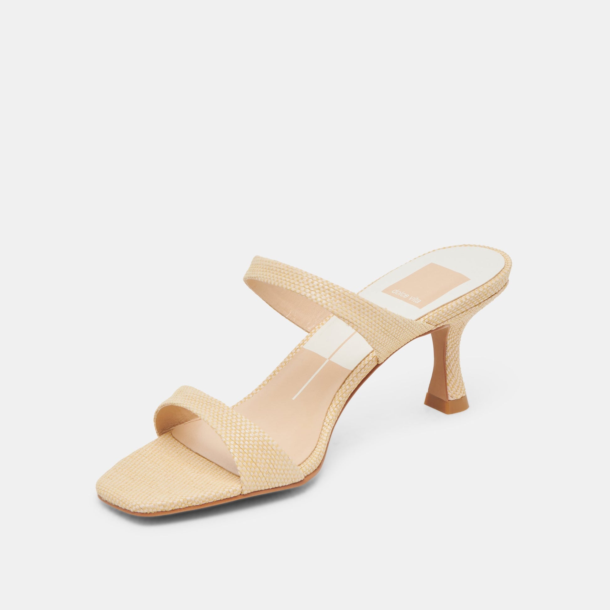 Genora Wide Lt Natural Woven Raffia Heels - Dolce Vita