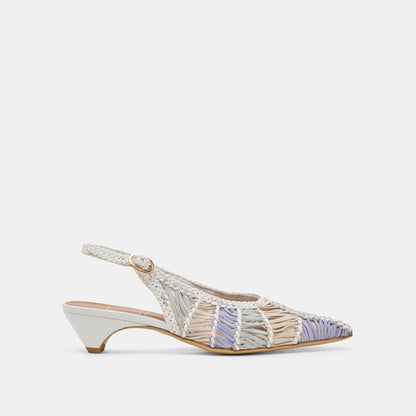 Dafney White Multi Woven Leather Heels - Dolce Vita